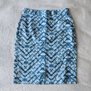 Banana Republic Blue & White Abstract Pencil Skirt